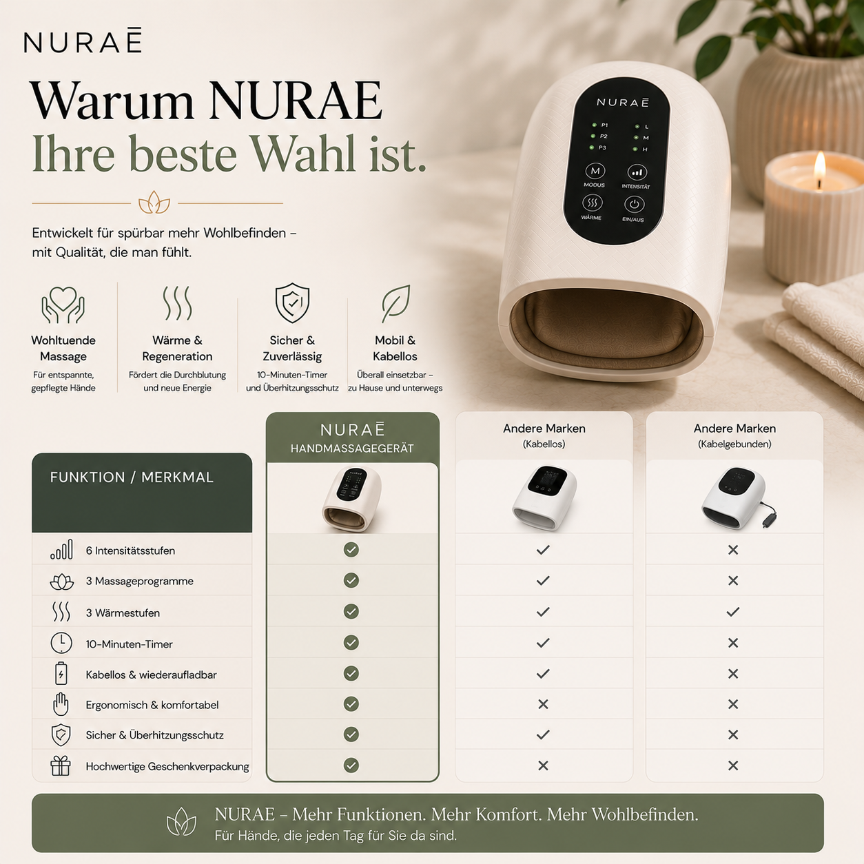 Tragbares, multifunktionales Handmassagegerät mit Zeitsteuerung