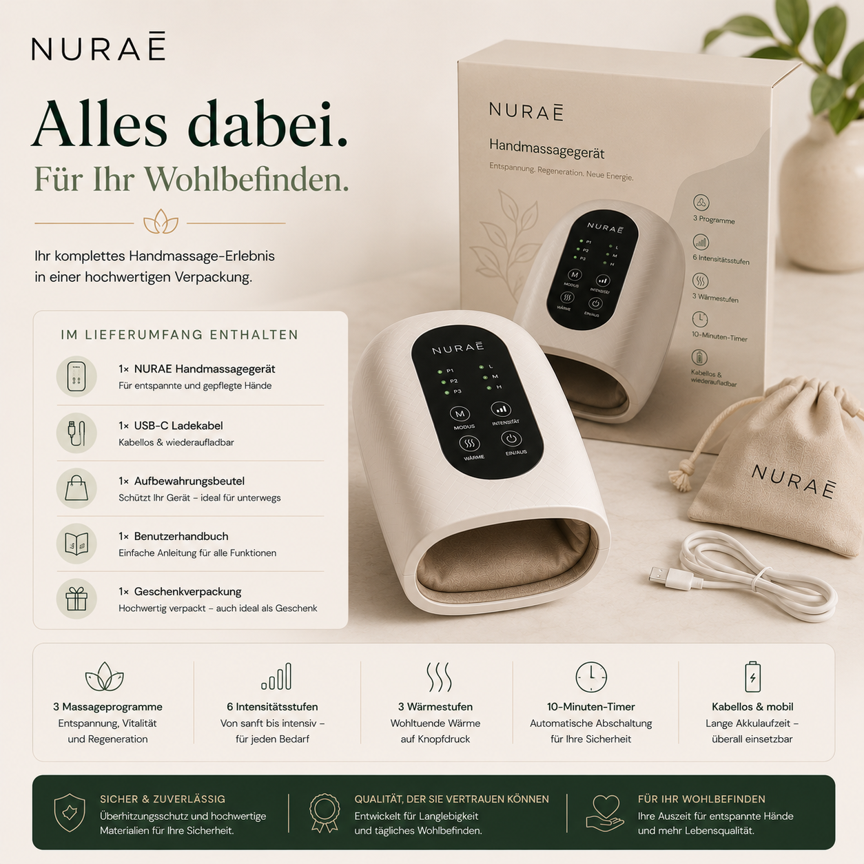 Tragbares, multifunktionales Handmassagegerät mit Zeitsteuerung