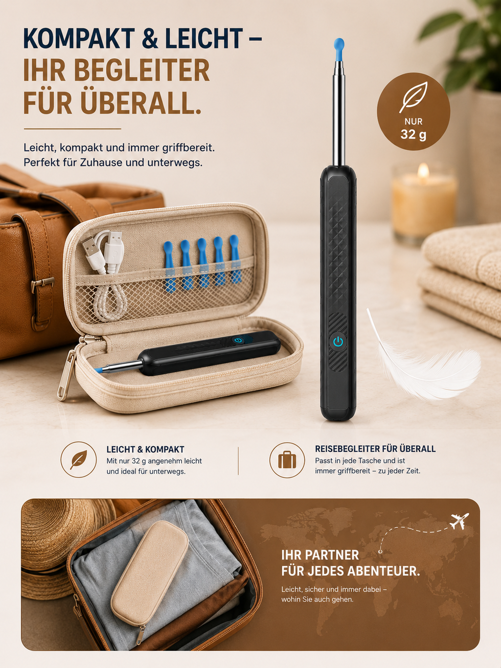 Kabelloser HD-Ohrreiniger mit Kamera